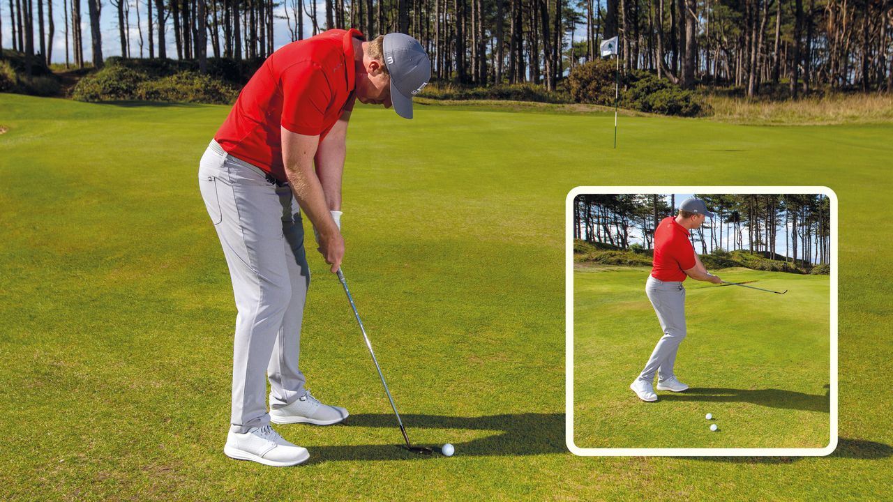 John Howells demonstrating a position he described as being &#039;ball locked&#039; where you hunch over the ball and pay too much attention to it without focusing on landing area