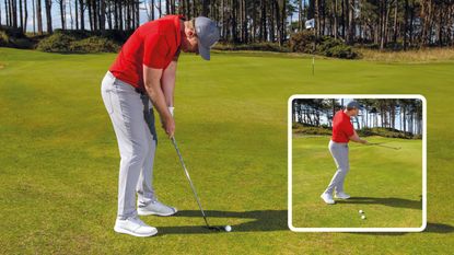 John Howells demonstrating a position he described as being &#039;ball locked&#039; where you hunch over the ball and pay too much attention to it without focusing on landing area