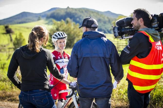 Ruth Corset with media after the stage