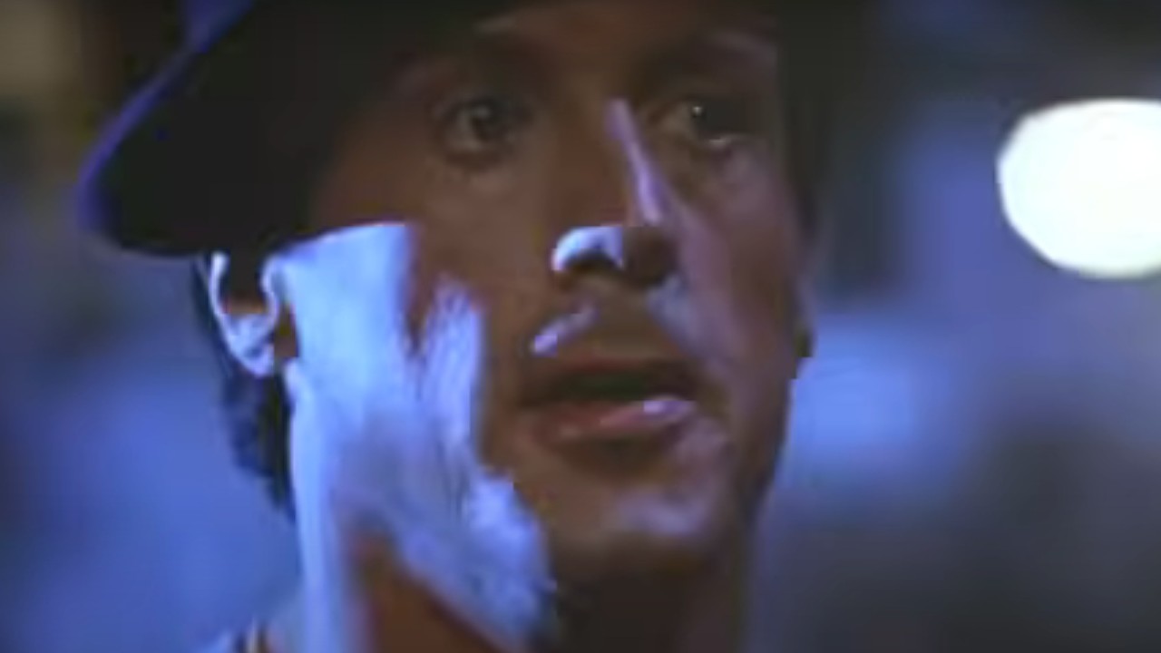 Slyvester Stallone eyeing down a threat in Rocky V