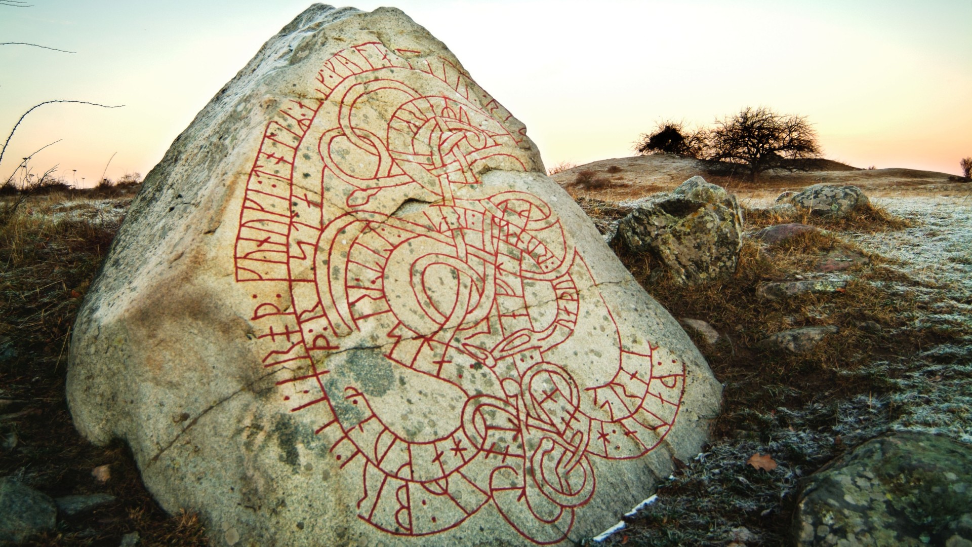 A rune stone on Adelso Island in the Stockholm area, Sweden.