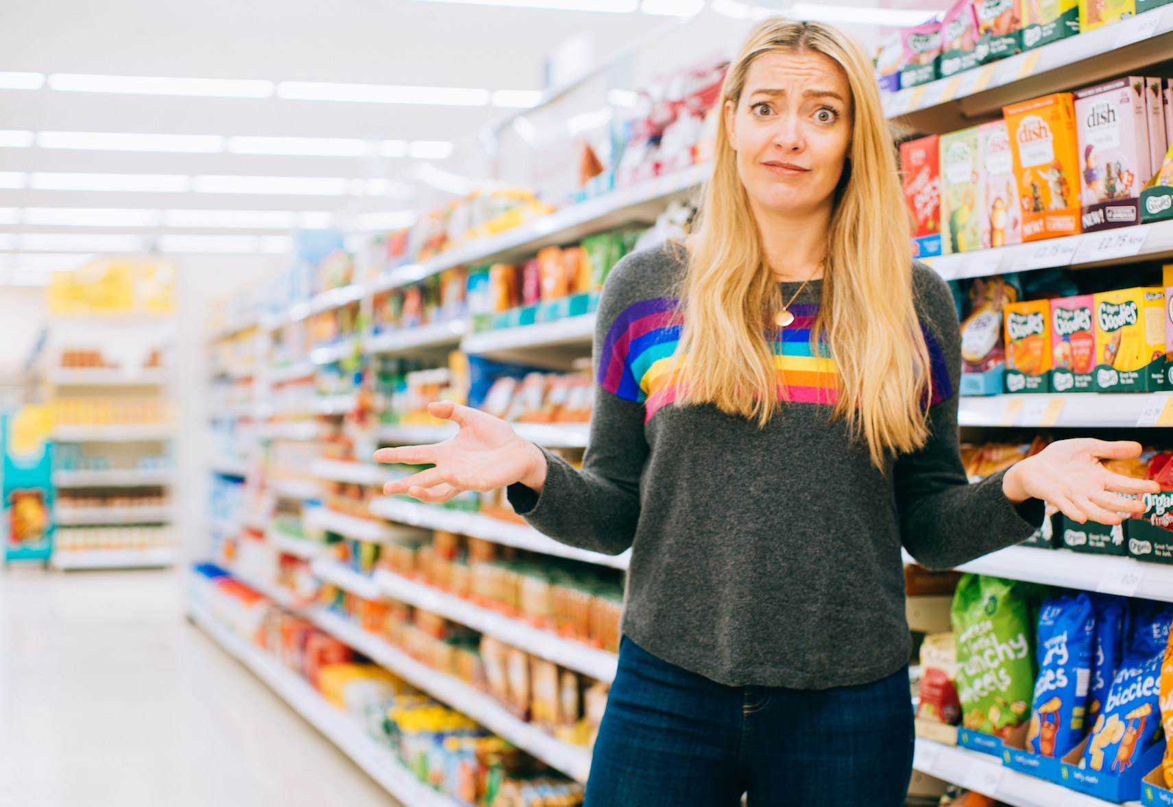 Cherry Healey in a supermarket
