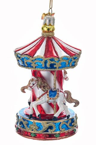 Glass carousel ornament, £32, Kurt S Adler at Harrods.