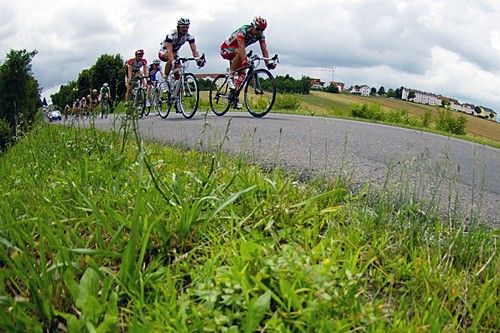 The peloton on the 14km loop around Oberwart.