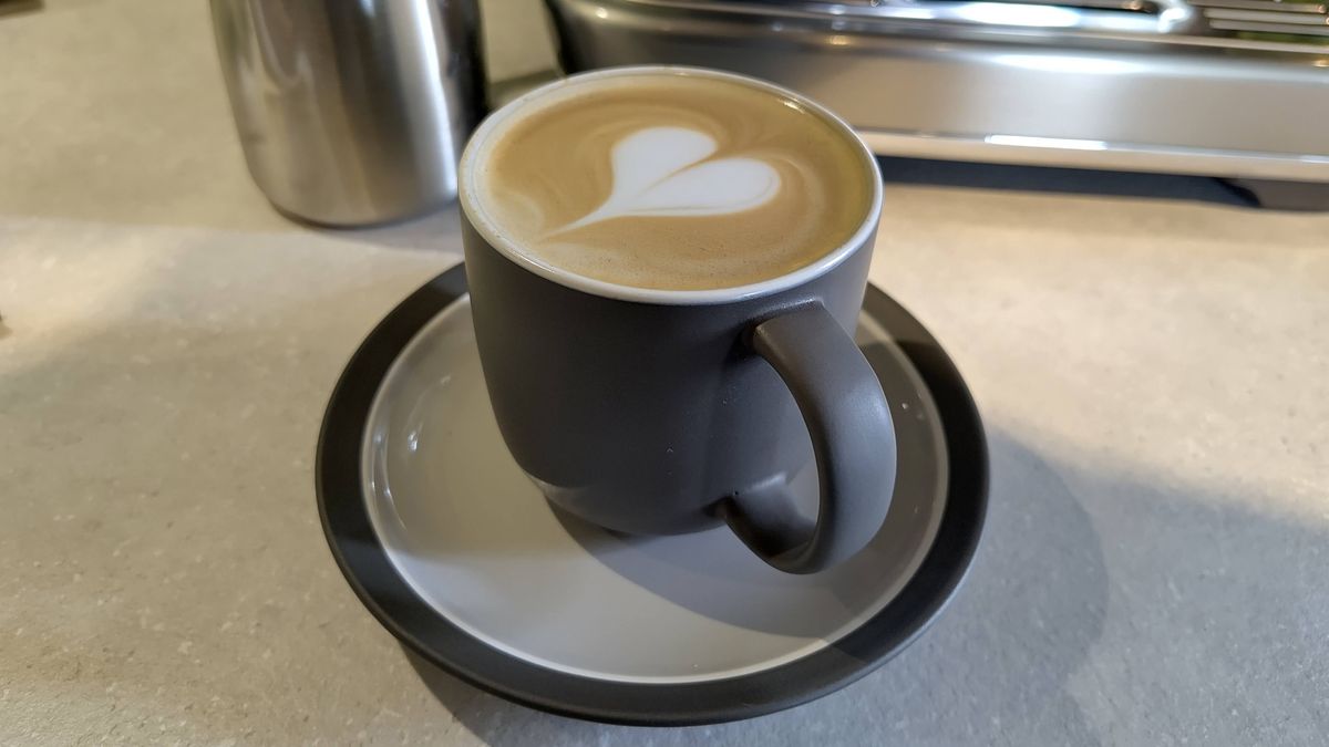 Latte made using Sage Barista Touch Impress with Cold Brew