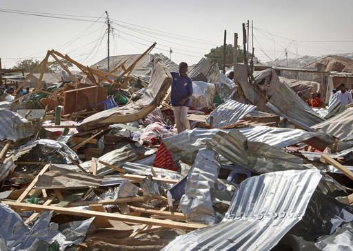 The aftermath of a car bomb in Mogadishu