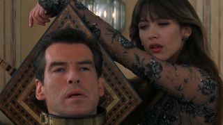 Sophie Marceau happily tortures Pierce Brosnan in The World Is Not Enough.