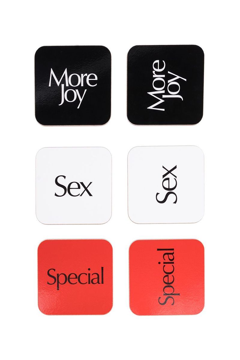 More Joy Slogan Print Coaster Set