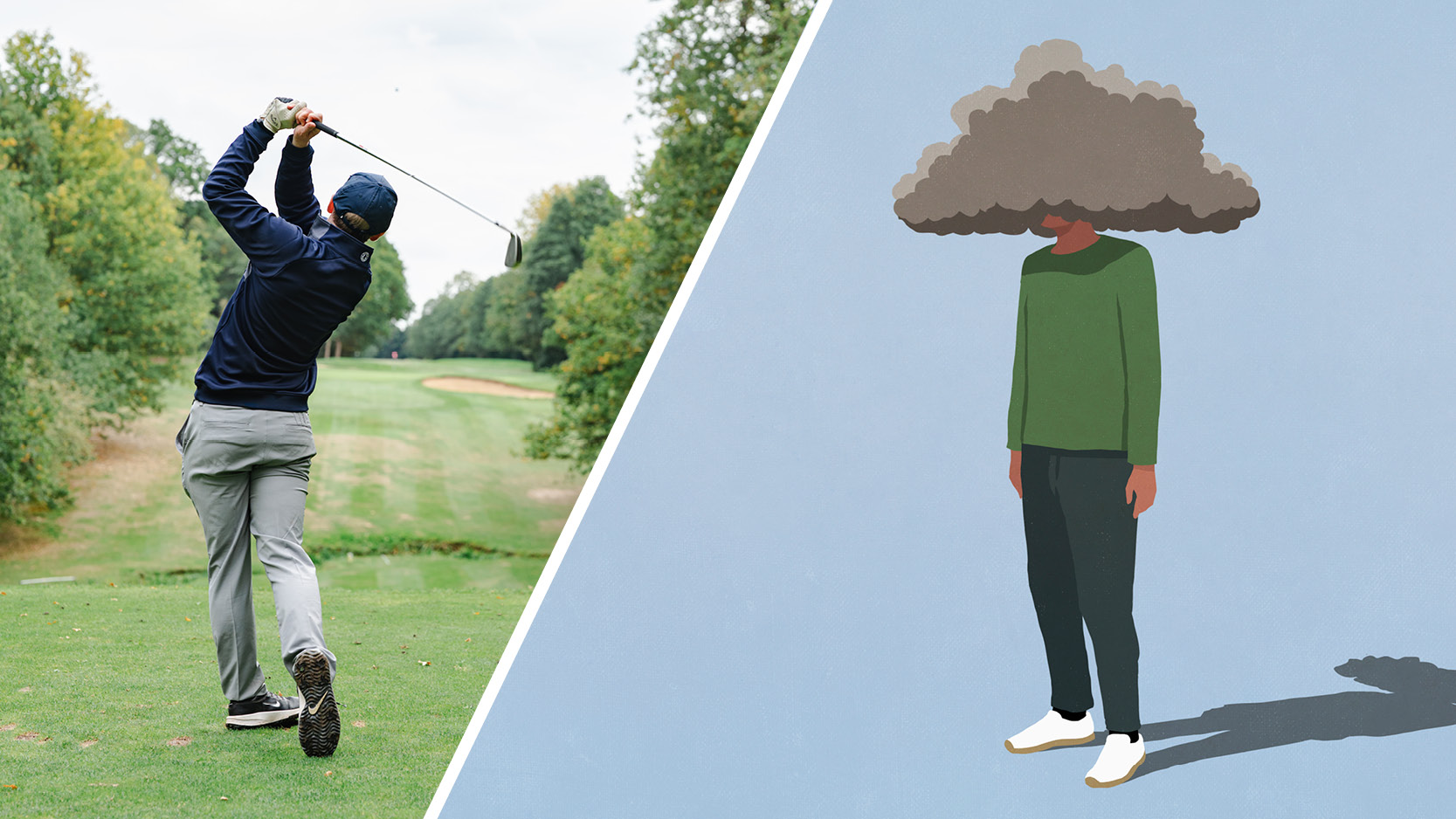 (left) Jonny Leighfield hitting an iron shot on a par-3 at The Leatherhead Club during the Golf Monthly Autumn/Winter Test Day 2025