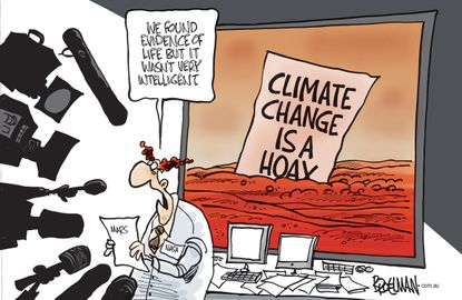 Editorial cartoon World Climate Change Mars Water