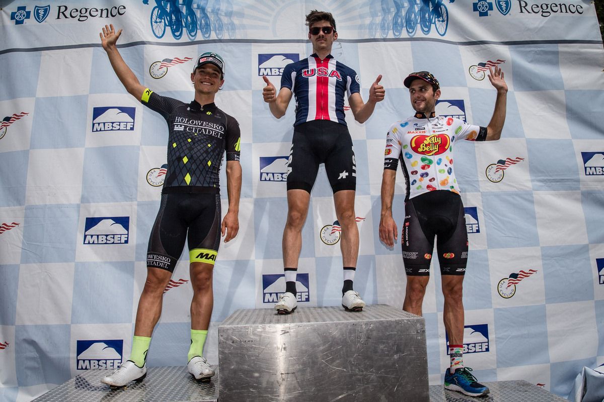The mens top three for the day with Howes on the top step