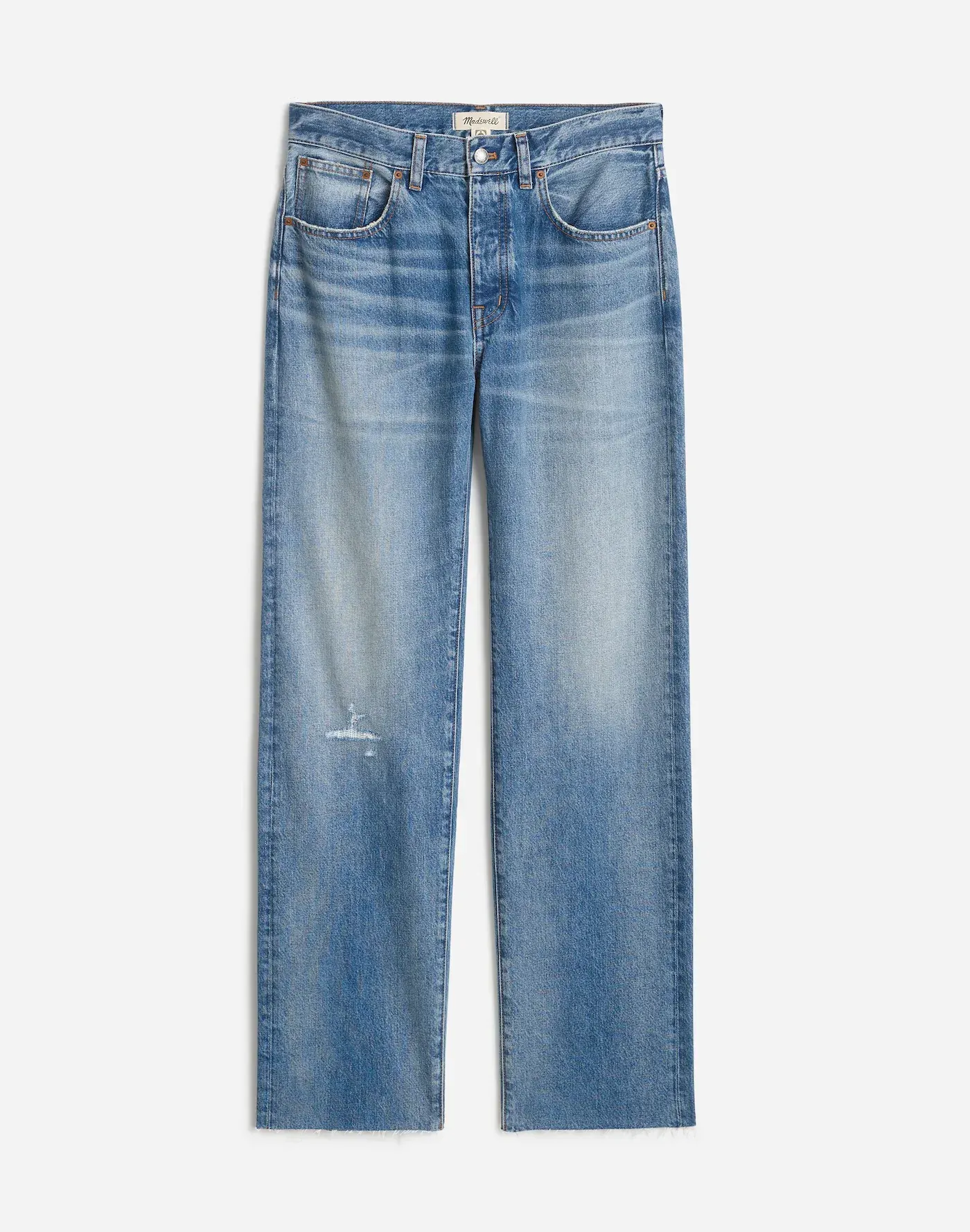Mid-wash blue jeans