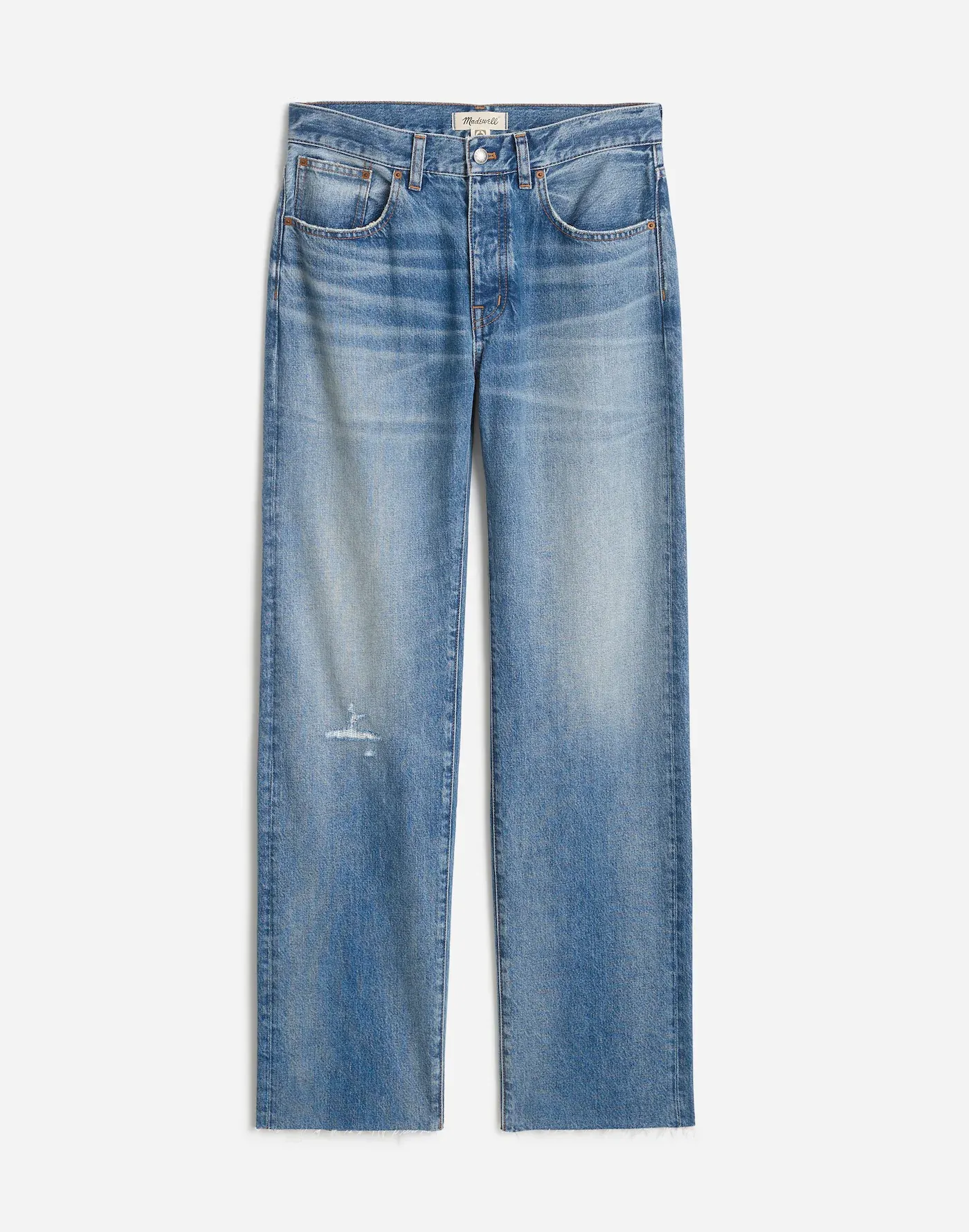 Mid-wash blue jeans