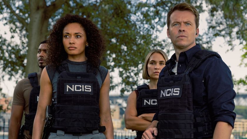 Mackey and JD standing outside with Evie and DeShawn behind them in NCIS: Sydney Season 3 premiere