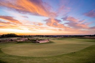 Sunset over the new Sedge Valley Golf Course at Sand Valley Resort in Wisconsin