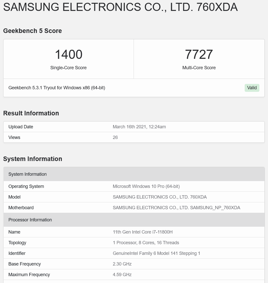 Core i7-11800H Run 1
