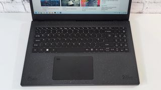 A photograph of the Acer TravelMate Vero's keyboard