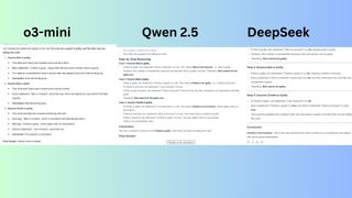 o3-mini vs Qwen 2.5 vs DeepSeek screenshot