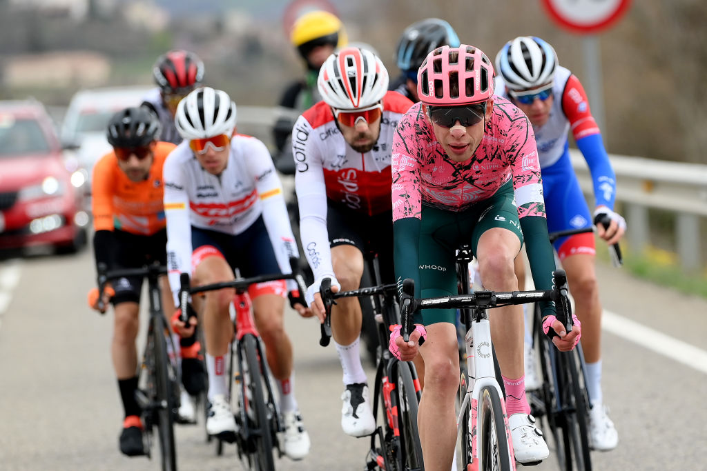 BO TALL SPAIN MARCH 24 Hugh Carthy of United Kingdom and EF Education Easypost competes in the breakaway during the 101st Volta Ciclista a Catalunya 2022 Stage 4 a 1665km stage from La Seu dUrgell to Bo Tall 2015m VoltaCatalunya101 WorldTour on March 24 2022 in Bo Tall Spain Photo by David RamosGetty Images