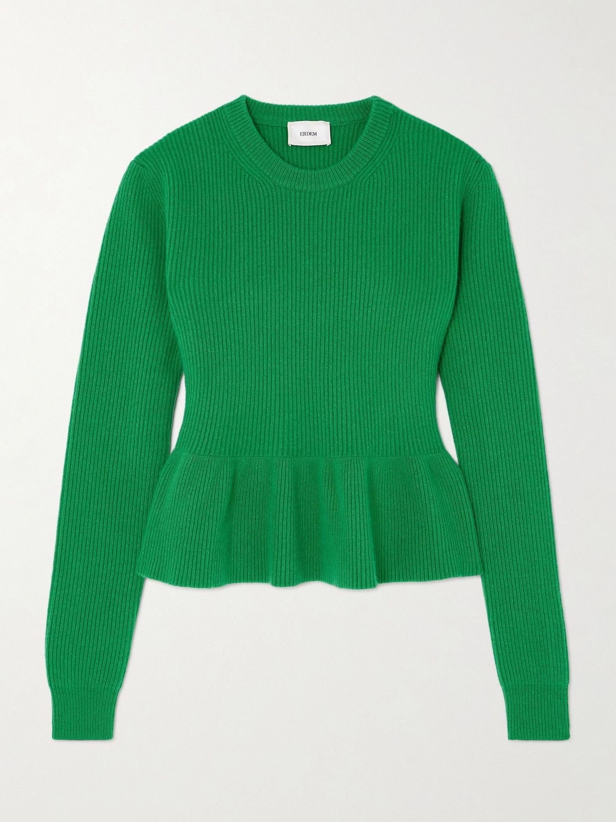 Ribbed wool peplum sweater