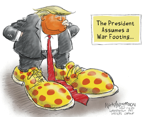 Political Cartoon U.S. Trump War Footing Iran