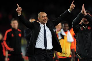 Roberto Di Matteo celebrates after Chelsea's win over Barcelona in the Champions League semi-finals in April 2012.