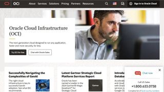 Oracle Cloud Infrastructure website screenshot (March 2025)