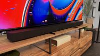 The Sony Bravia Theatre Bar 9 soundbar photographed in front of the Bravia 9 TV