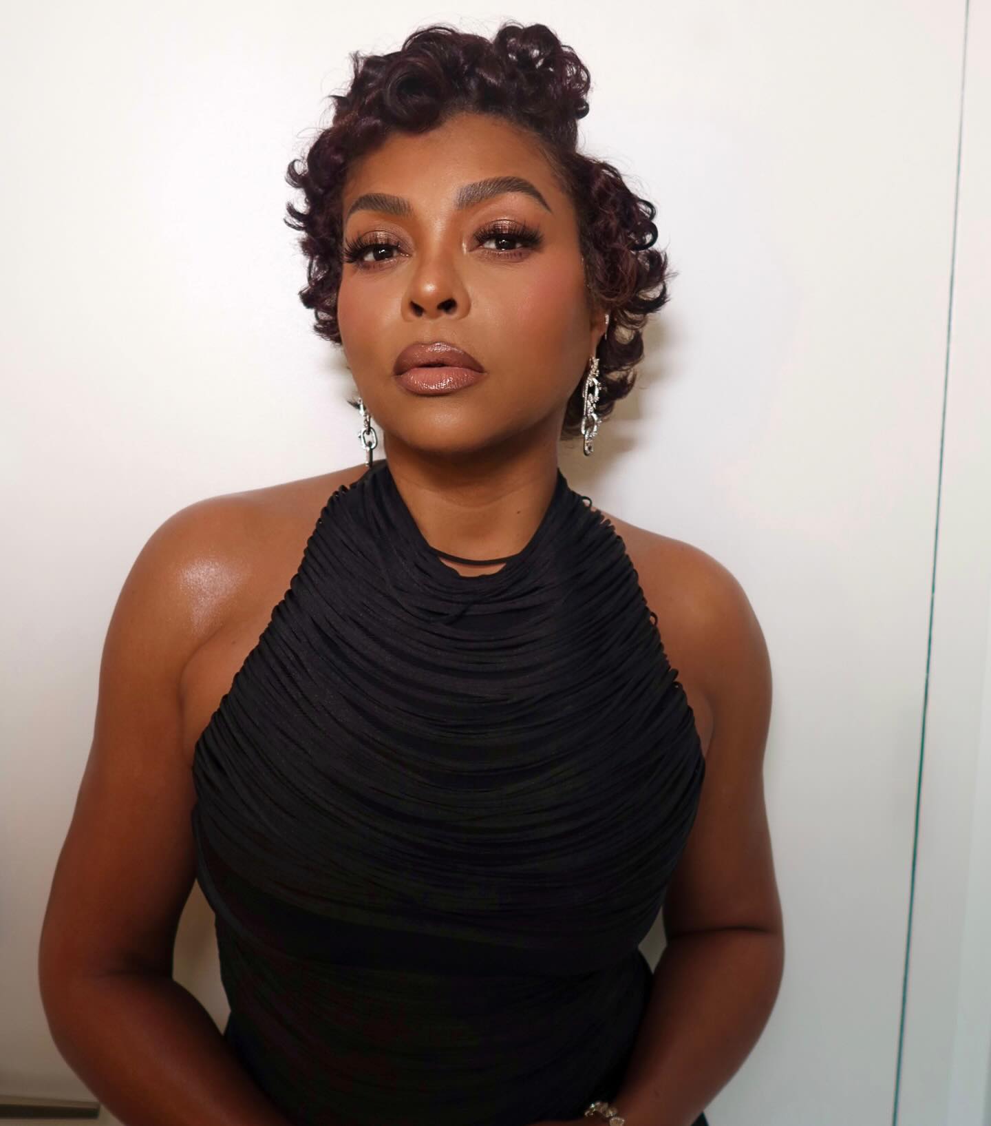 Taraji P Henson with curly crop hairstyle