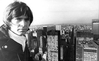 English singer-songwriter Peter Gabriel, formerly of the band Genesis, sightseeing in New York whilst on tour in 1977