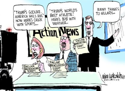 Political cartoon U.S. Sinclair Trump propaganda