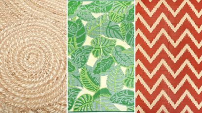 Three of the best outdoor rugs, from Sazy, Amazon, and B&Q