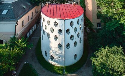 View of the Melnikov House’s north cylinder from above. 