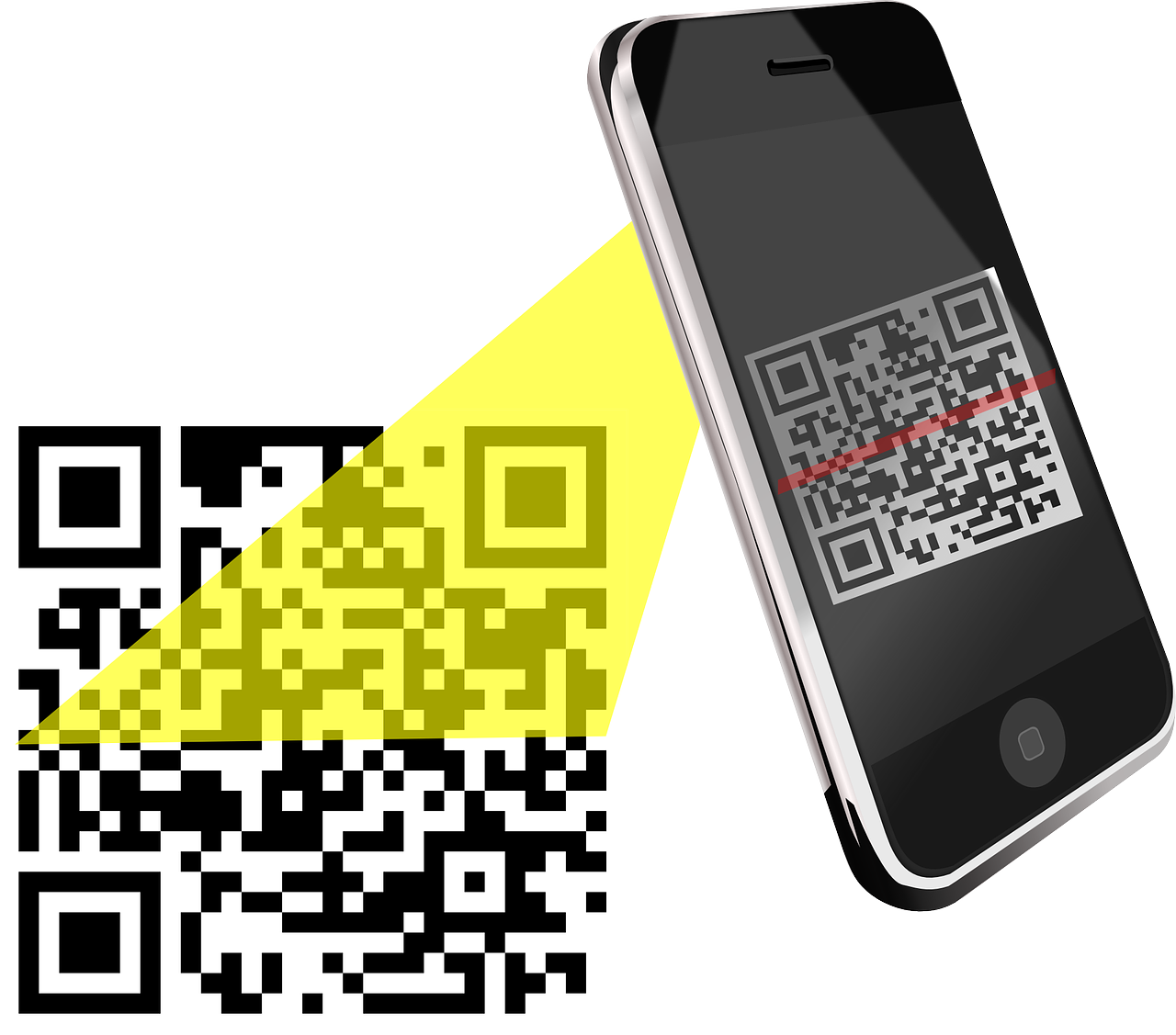 QR код. Смартфон QR код. Сканировать QR код. Иллюстрация смартфона с QR кодом. Приложение где сканируют qr код