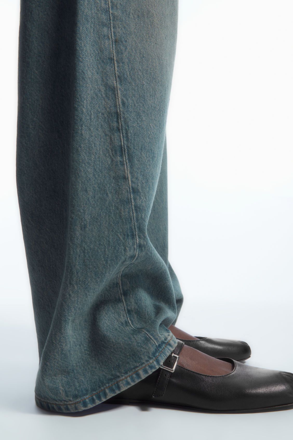 PLEATED LEATHER MARY-JANE BALLET FLATS