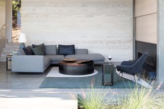 A cozy rug in an outdoor living room