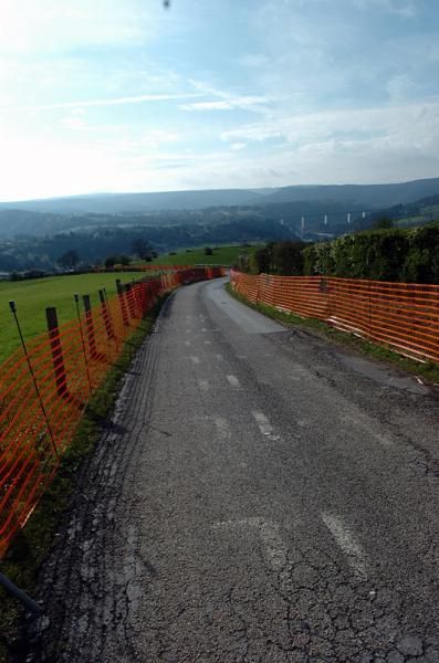 Crowd barriers in place on the La Redoute climb.