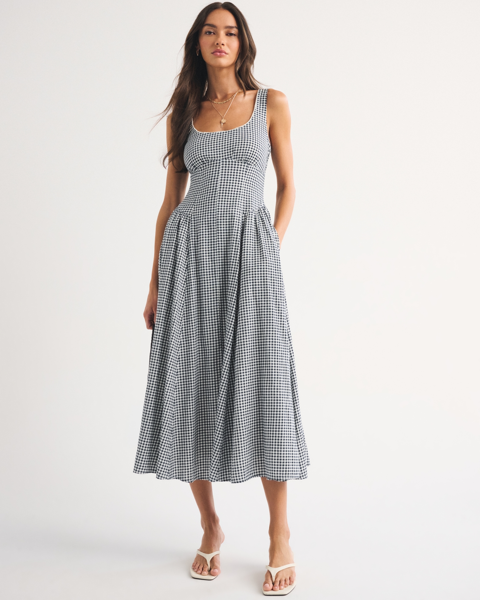 Linen-Blend A&f Bra-Free Dylan Midi Dress