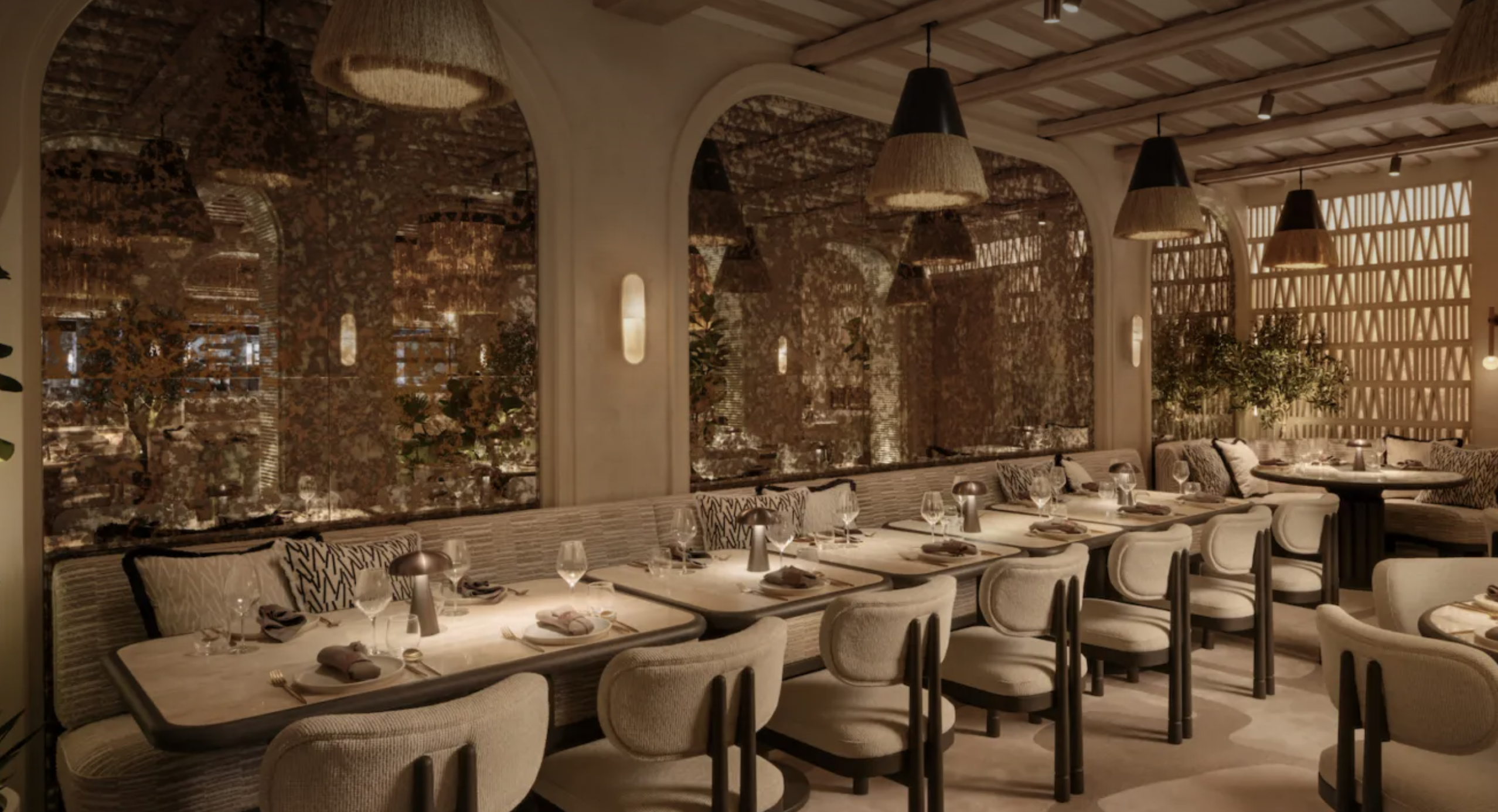 an image of the interior row of banquettes at Fenix Mayfair
