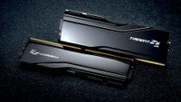 A promotional image of a dual-channel G.Skill Trident Z5 CK DDR5 memory kit