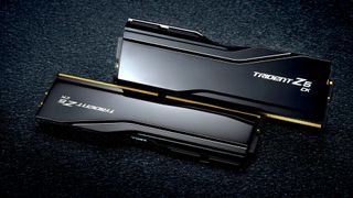 A promotional image of a dual-channel G.Skill Trident Z5 CK DDR5 memory kit