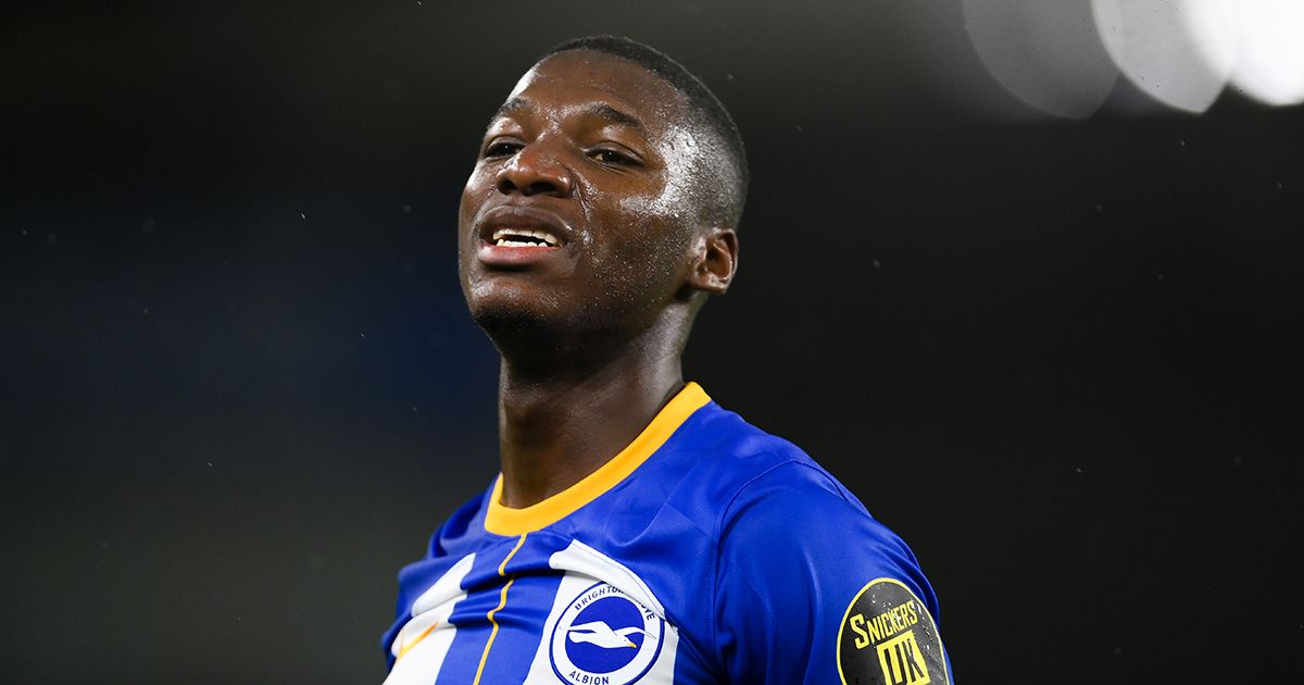 Arsenal target Moises Caicedo of Brighton &amp; Hove Albion looks on during the Premier League match between Brighton &amp; Hove Albion and Crystal Palace at American Express Community Stadium on March 15, 2023 in Brighton, England.