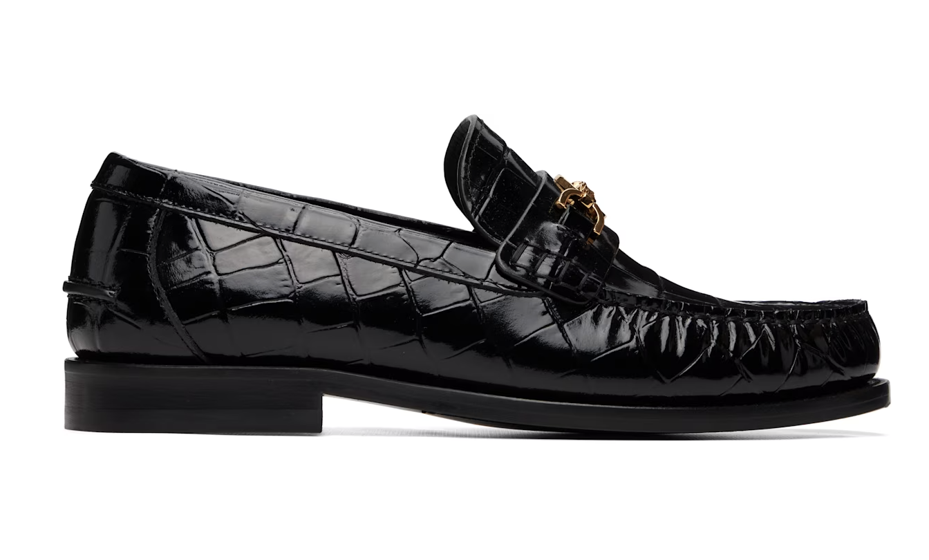 Versace, Black Medusa '95 Croc-Effect Loafers