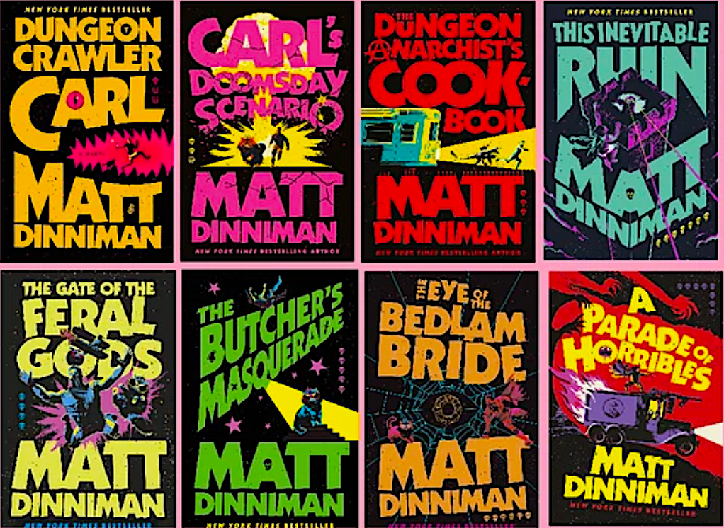 eight books covers for a sci-fi fantasy series