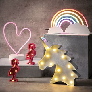 unicorn fairground light with rainbow colour