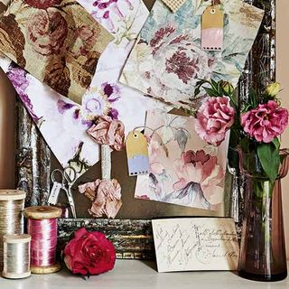 renovation planning with flower rose and moodboards with interiors magazines