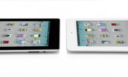 The new iPad (right) is 0.2 pounds lighter and is thinner than an iPhone.
