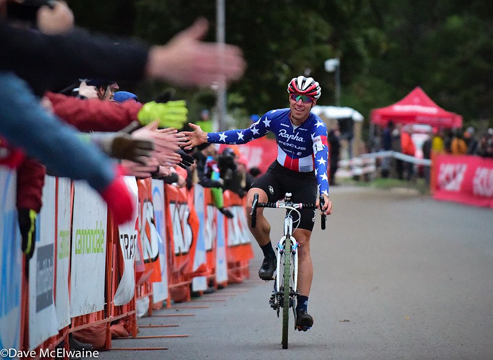 Jeremy Powers (Aspire Racing) being congratulated on his win by the Providence crowd