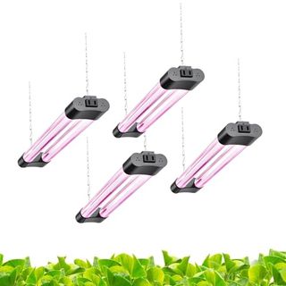 Hlite 18inch 4 Pack Led Grow Light - Linkable Full Spectrum Plant Growing Light Fixture, Plug and Play Hanging Design With On/off Switch for Indoor Plants From Seedling to Flowering Stage, Black