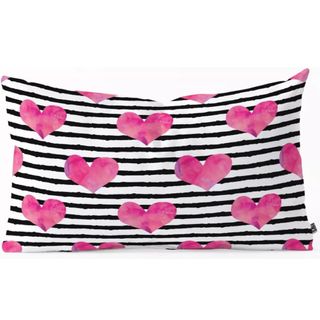 Little Arrow Design Co watercolor hearts on stripes Throw Pillow 